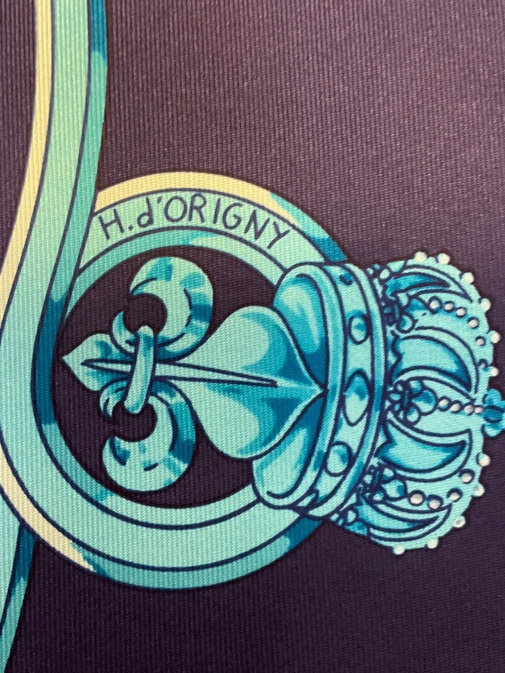 HERMES NAVY BLUE / TURQUOISE CAVALCADOUR PRINT SQUARE SILK TWILL SCARF